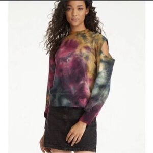 525 America Tie Dye Cut Out Cold Shoulder Pullover Top